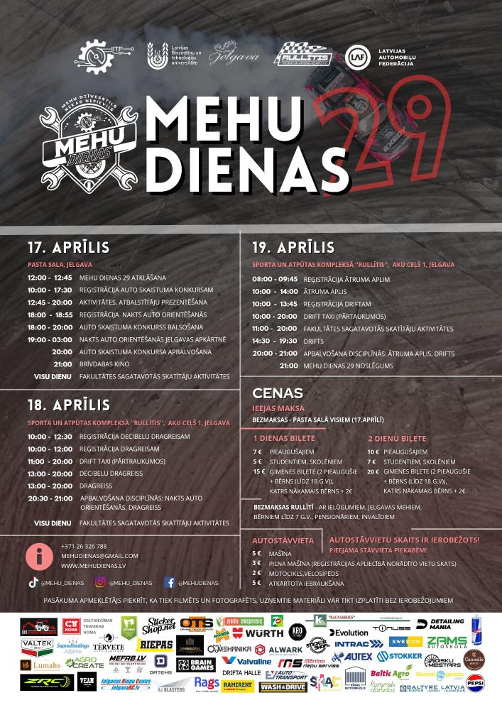 Mehu dienas '29. Drifts, dragreiss, nakts auto orientēšanās, ātruma aplis, decibelu dragreiss, skaistuma konkurss